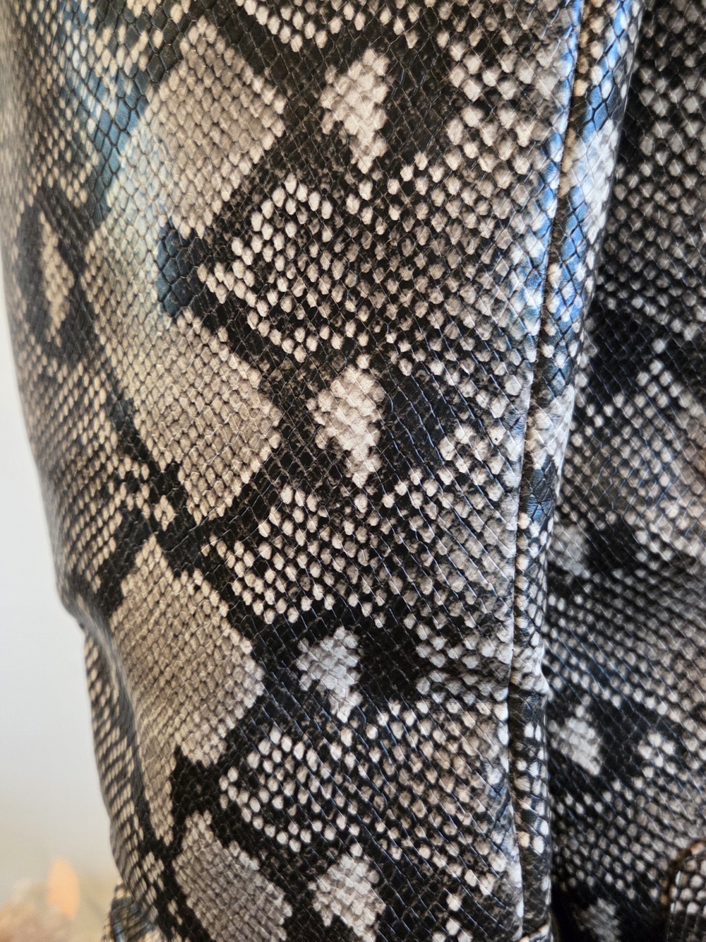 Tall Snake-Print Block Heel Women's Boots - Gray/Black - Picture 2 of 6